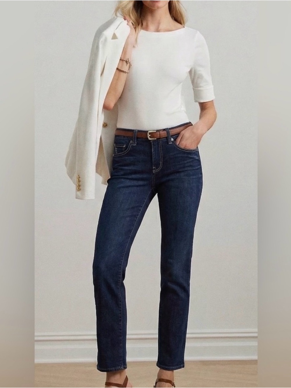 PAIGE Dark Blue Skyline Ankle Peg Jeans
